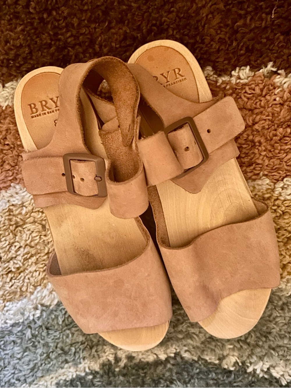 BRYR Ursi Platform Nubuck Clog Sandals in Blush Sz US 8 EU 38 - Picture 3 of 8